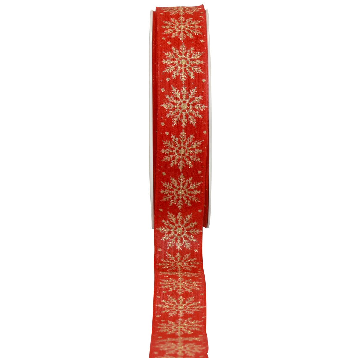 Dekoband Weihnachtsband Geschenkband Schneeflocken Rot 25mm 20m – Dekoband