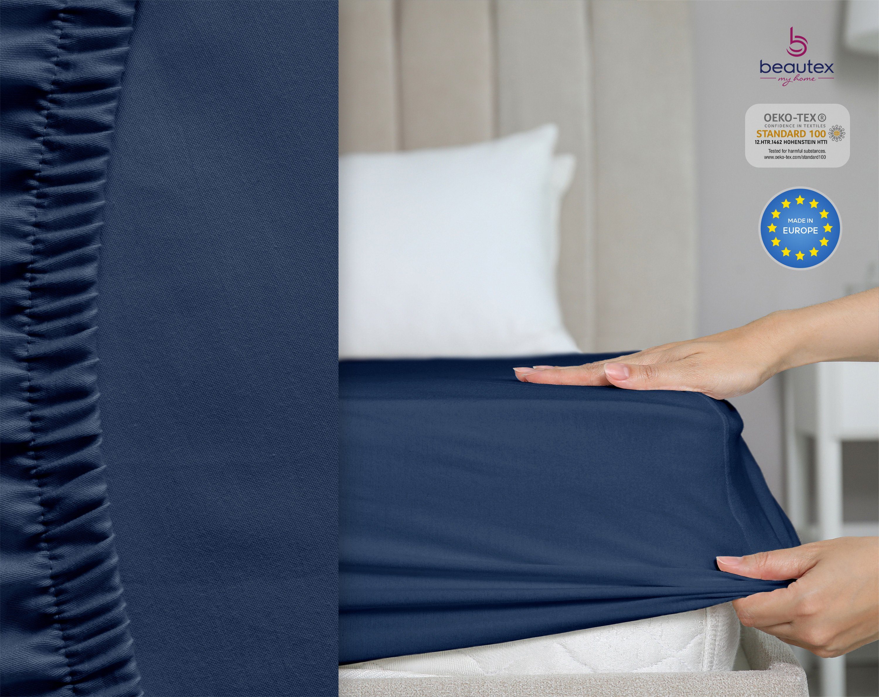 Beautex Spannbettlaken Spannbetttuch Bettlaken aus gekämmter Baumwolle Prem günstig online kaufen