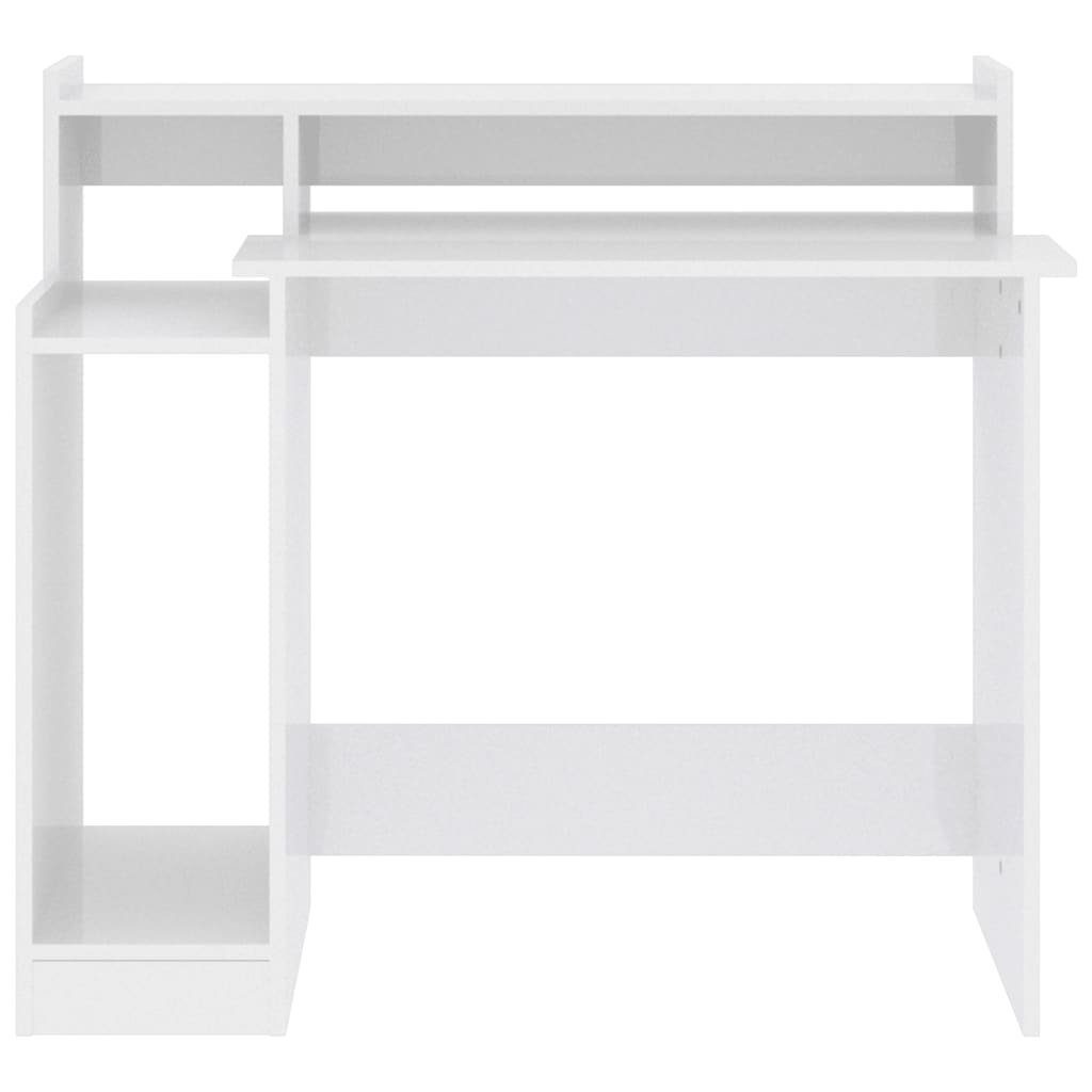 cm Hochglanz-Weiß | Hochglanz-Weiß Holzwer vidaXL Computertisch Schreibtisch Schreibtisch LEDs Hochglanz-Weiß 97x90x45 mit