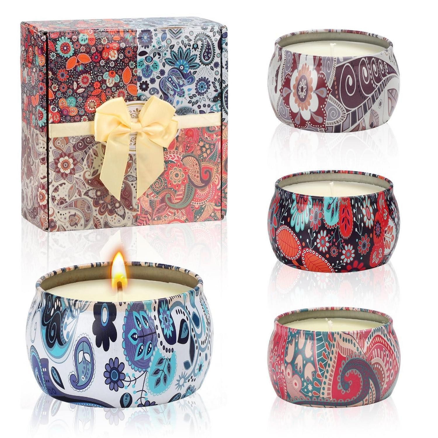 LuxusKollektion Duftkerze Duftkerzen Set 4er Damen Natur Sojawachs Duft