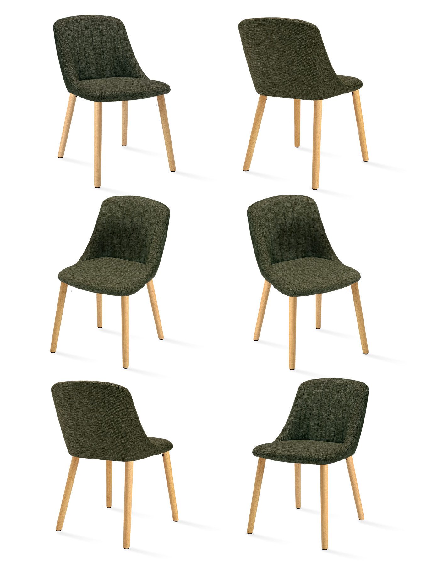 SHINEDEER Esszimmerstuhl (Set, 6 St), mit Rückenlehne Massivholzbeinen
