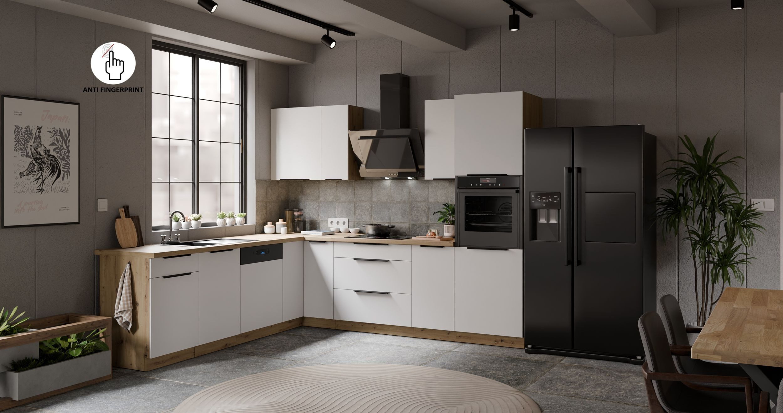 Winkelküche ARIA K-AR ECKE 2 Anti Fingerprint Küche Küchenzeile Eckküche