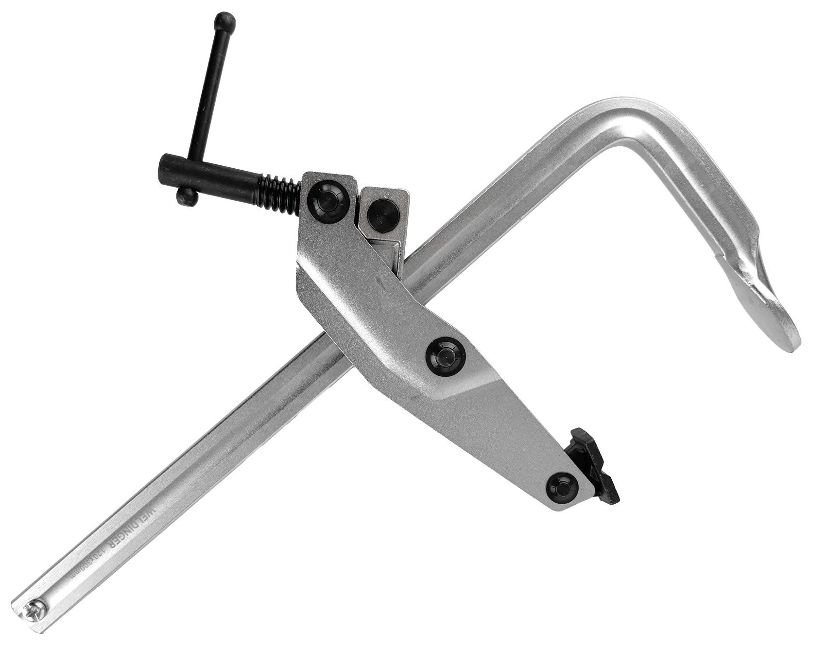 WELDINGER Schraubzwinge Greifarmzwinge 120 x 300 mm geschmiedet Knebelgriff Arm kippbar, (1 St), 120x300 mm, Knebelgriff, kippbarer Gleitarm