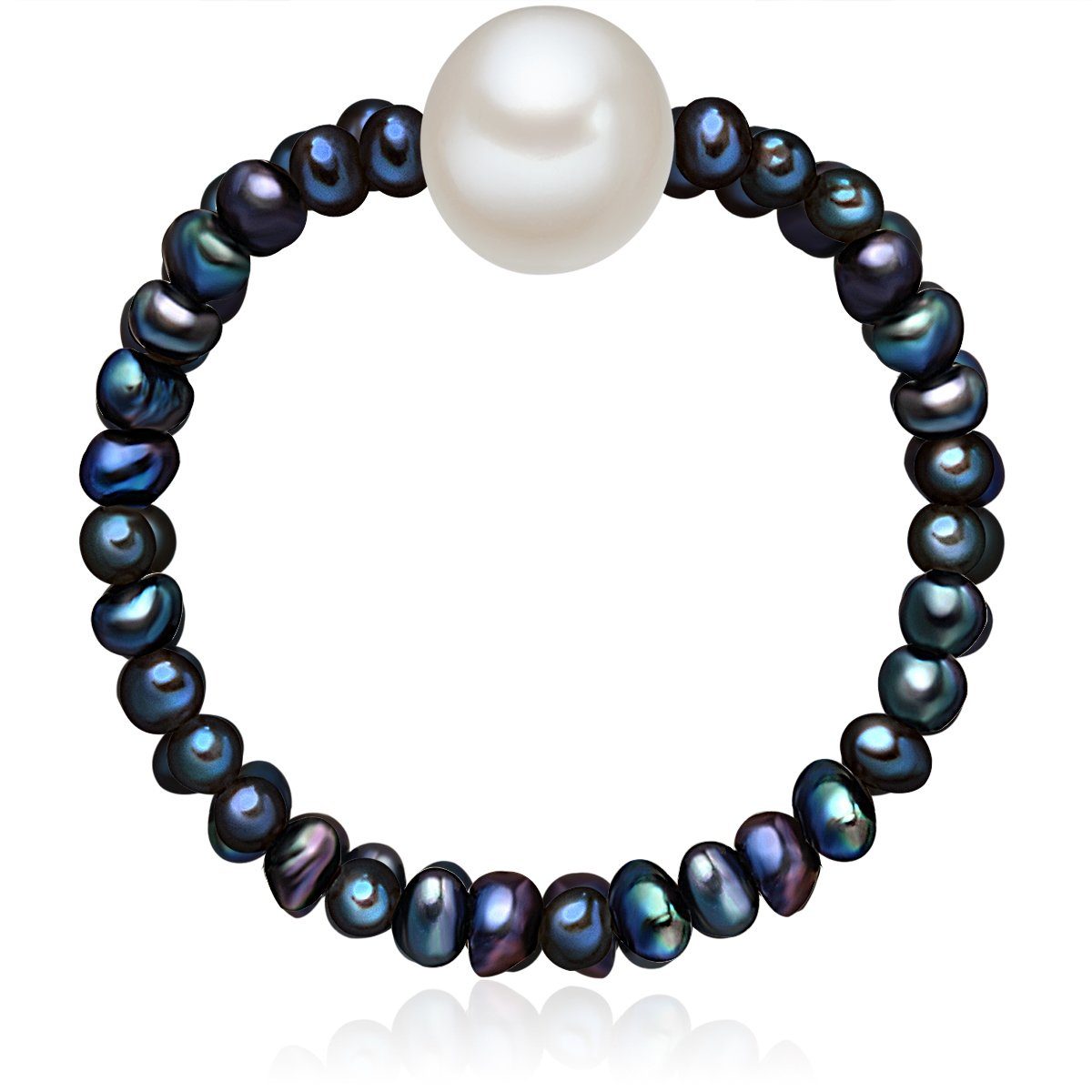 Perlenring mit Süßwasser-Zuchtperlen Valero Pearls blau weiß,
