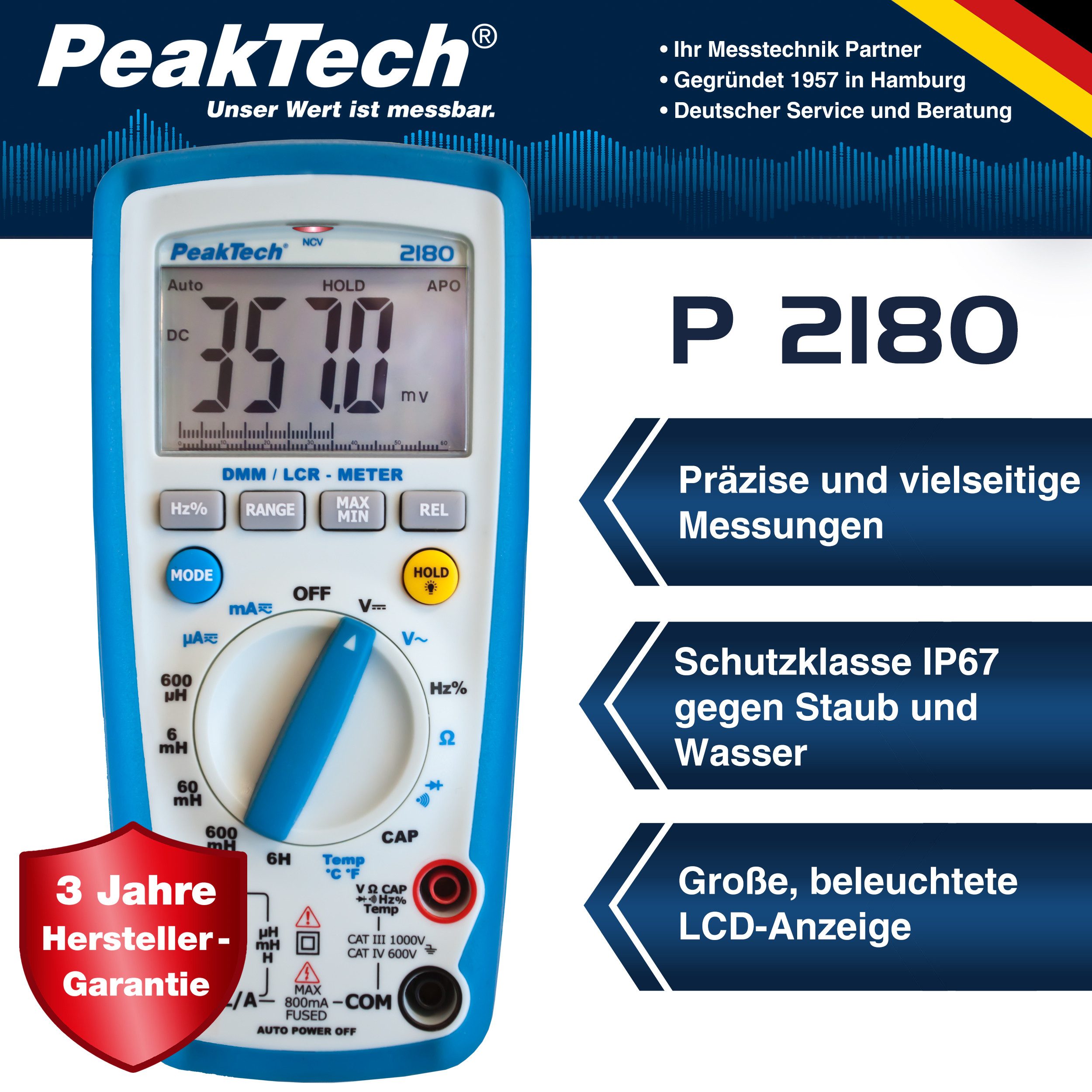 PeakTech Multimeter PeakTech P 2180: LCR-Meter ~ 6.000 Counts, (1 St)