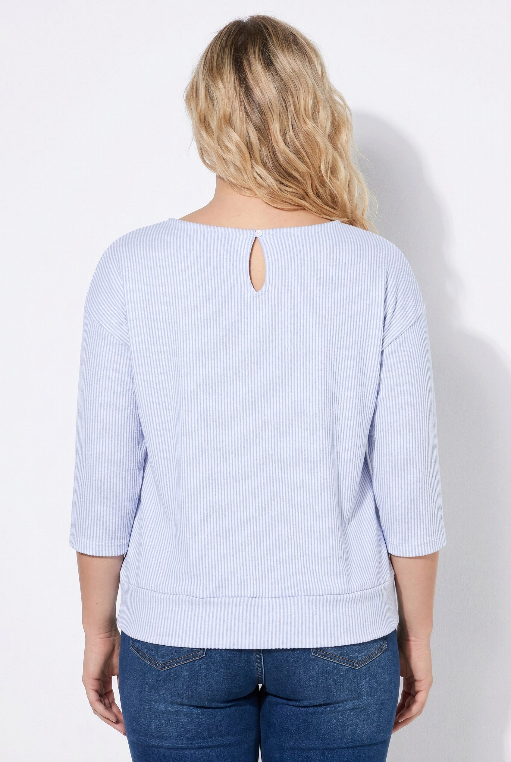 Ulla Popken Sweatshirt Sweatshirt Streifen U-Boot-Ausschnitt