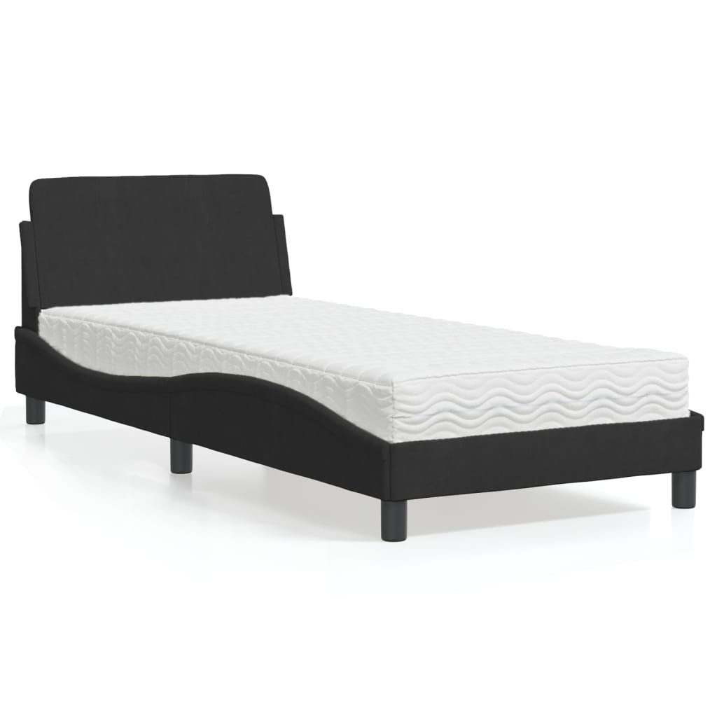 vidaXL Bett Bett mit Matratze Schwarz 80x200 cm Samt günstig online kaufen