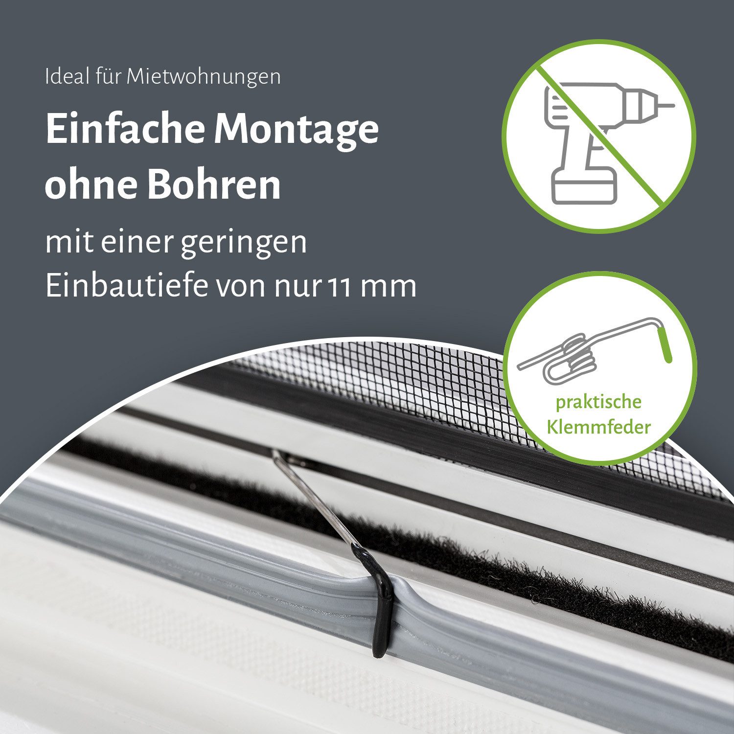 empasa Insektenschutz-Fensterrahmen "MASTER SLIM", Fliegengitter geringe Einbautiefe - matte Aluminium Profile