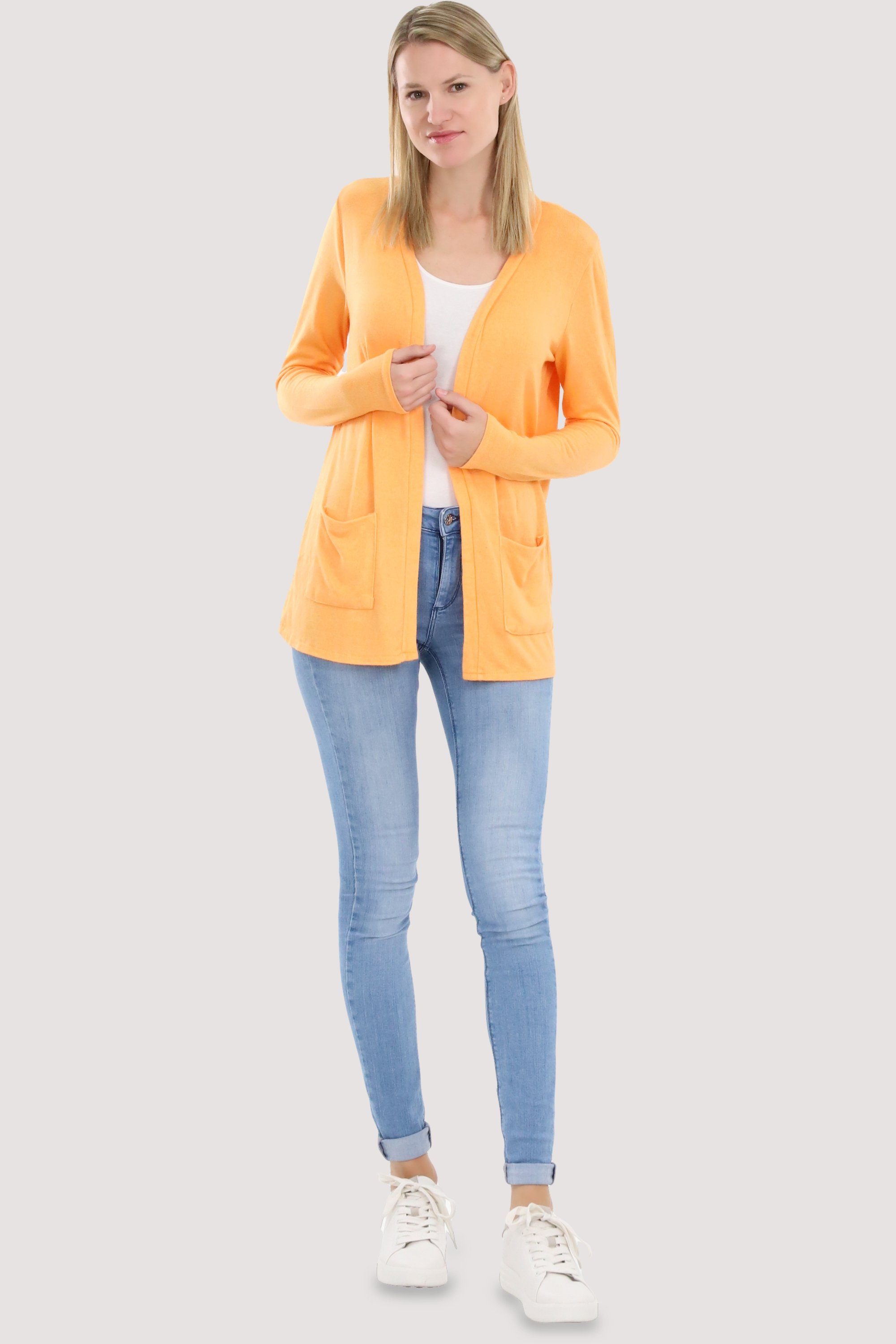 fashion than malito Eingriffstaschen Cardigan Feinstrick 2243 more orange mit Jacke