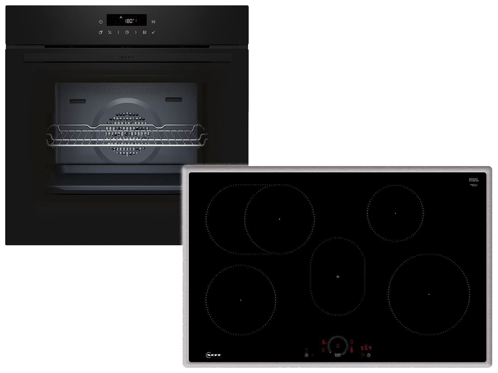 NEFF Backofen-Set, mit Teleskopauszug nachrüstbar, Pyrolyse-Selbstreinigung, TouchControl-Bedienung