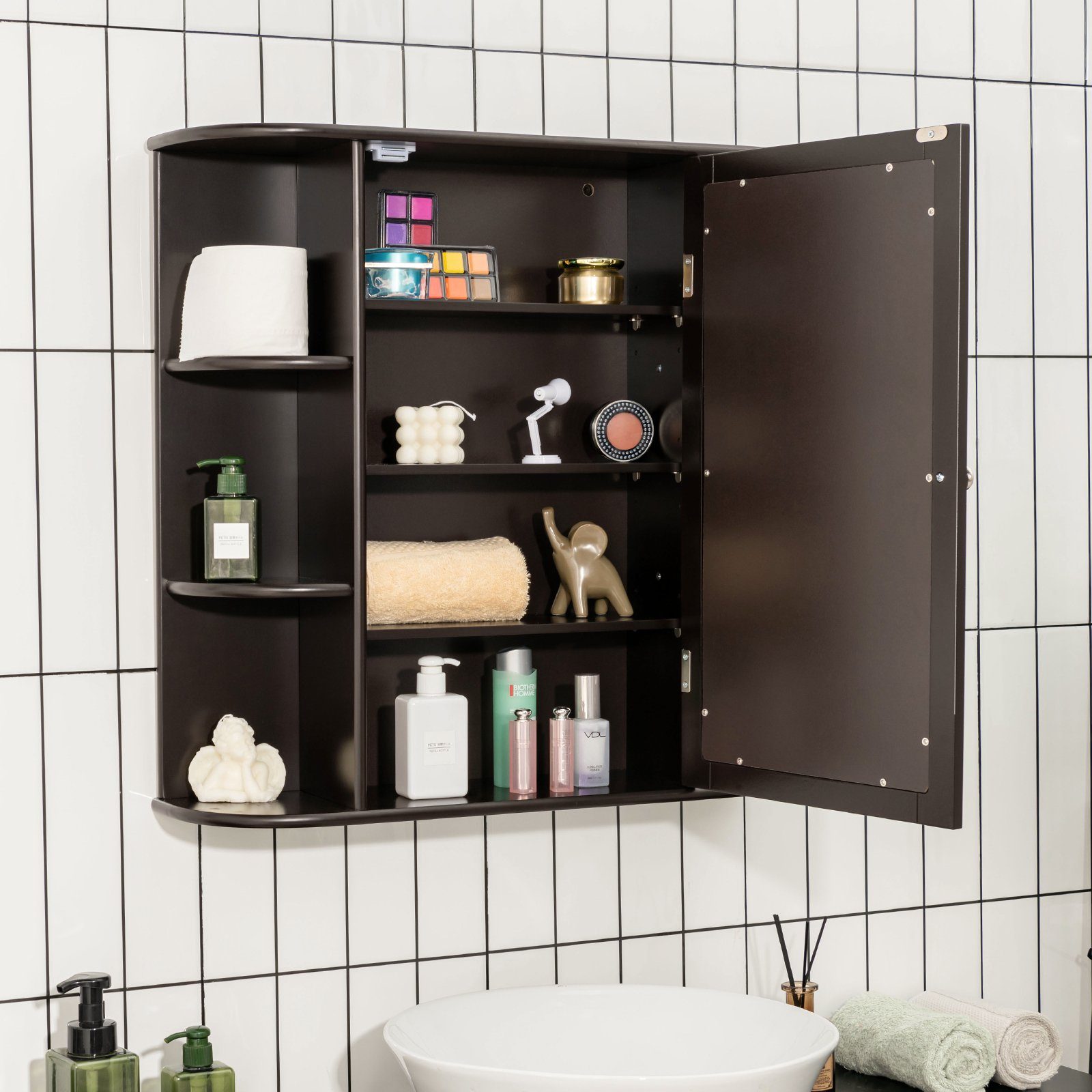 COSTWAY Spiegelschrank Badezimmerschrank mit Spiegeltür&Ablagen, hängend günstig online kaufen