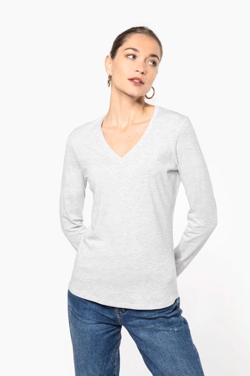 Kariban Langarmshirt Damen Langarmshirt Ladies' long sleeve V-neck T-shirt – Bild 4 von 5