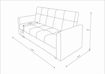 99rooms 3-Sitzer Evelyn, Sofa, Schlafsofa, Sitzkomfort, mit Bettfunktion, mit Bettkasten, Modern Design