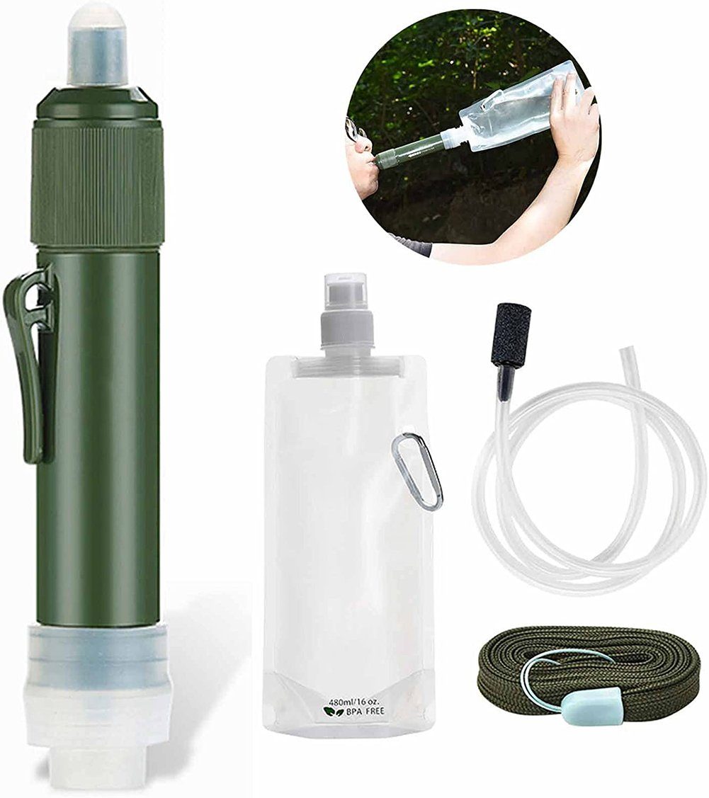CFYDW Wasserfilter Wasserfilter Outdoor 3000L Mini Tragbarer Camping Wasseraufbereitung, Entfernt 99.99% Bakterien, mit Stroh und Aufbewahrungstasche
