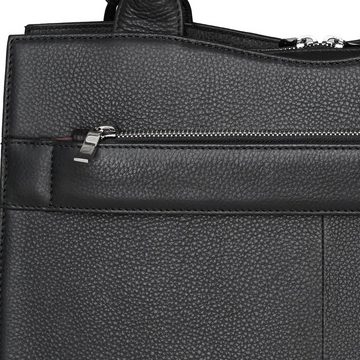 SOCHA Laptoptasche Diamond 14 Black, Leder Businesstasche Damen - schwarz - 14 Zoll - Vollausstattung - RFID-Schutz - Schultergurt - herausnehmbares Laptopfach