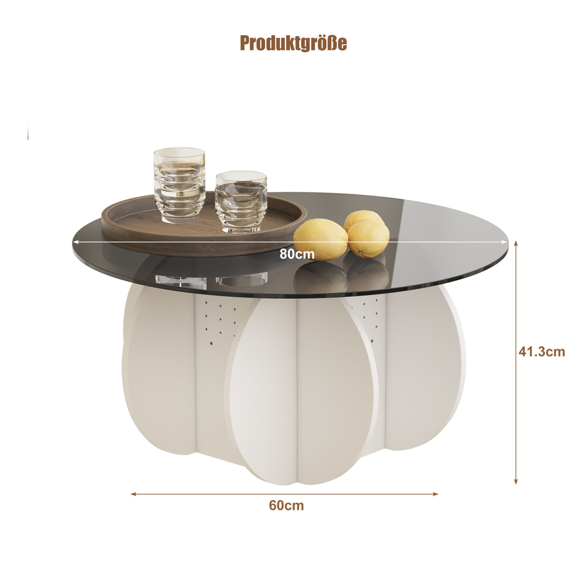 radelldar Couchtisch, Beistelltisch für Wohnzimmer Rund glas Ø 80 x 41cm günstig online kaufen