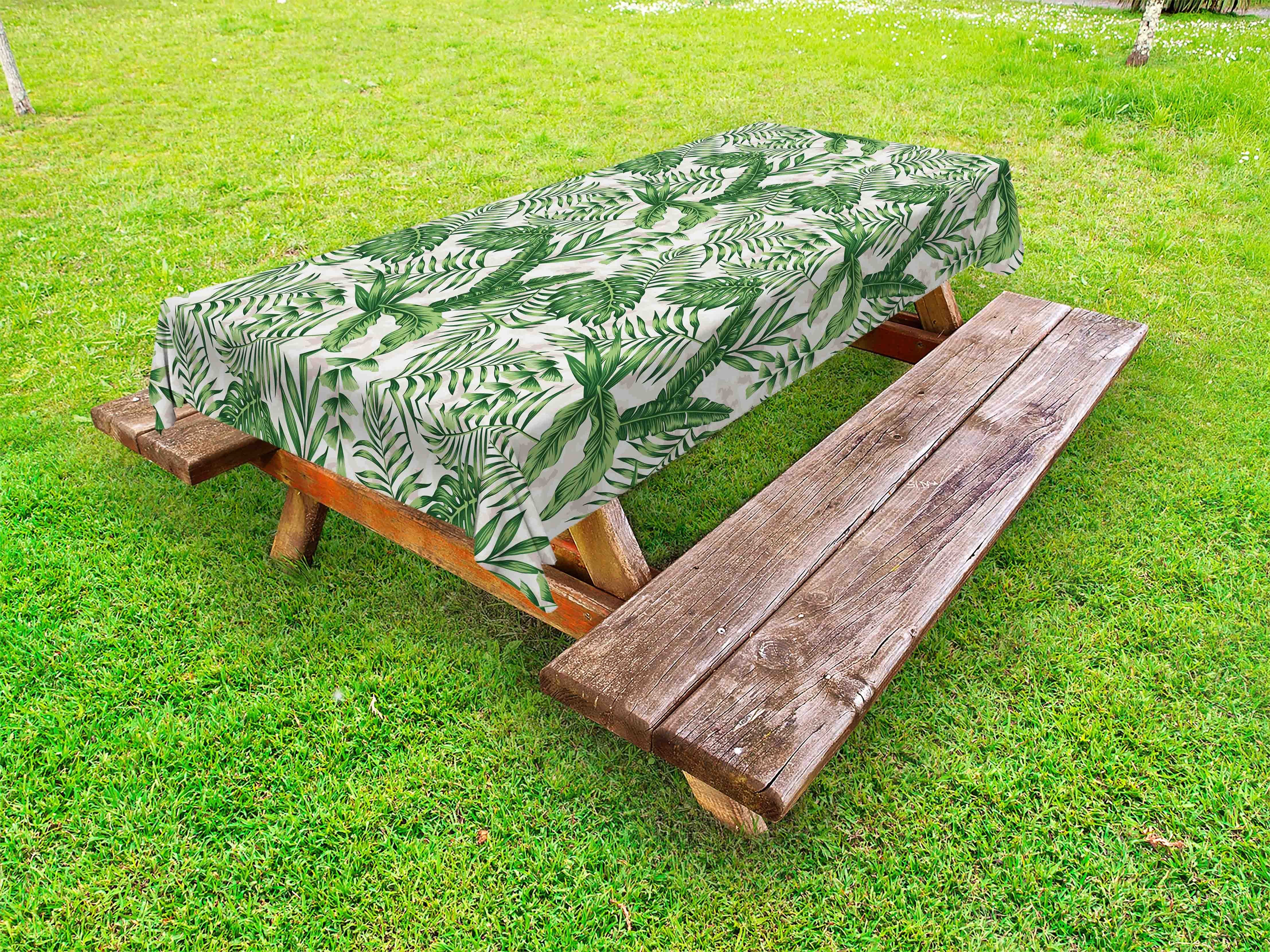 Blätter waschbare Picknick-Tischdecke, Abakuhaus Hawaii-Farben Tischdecke dekorative verschiedene