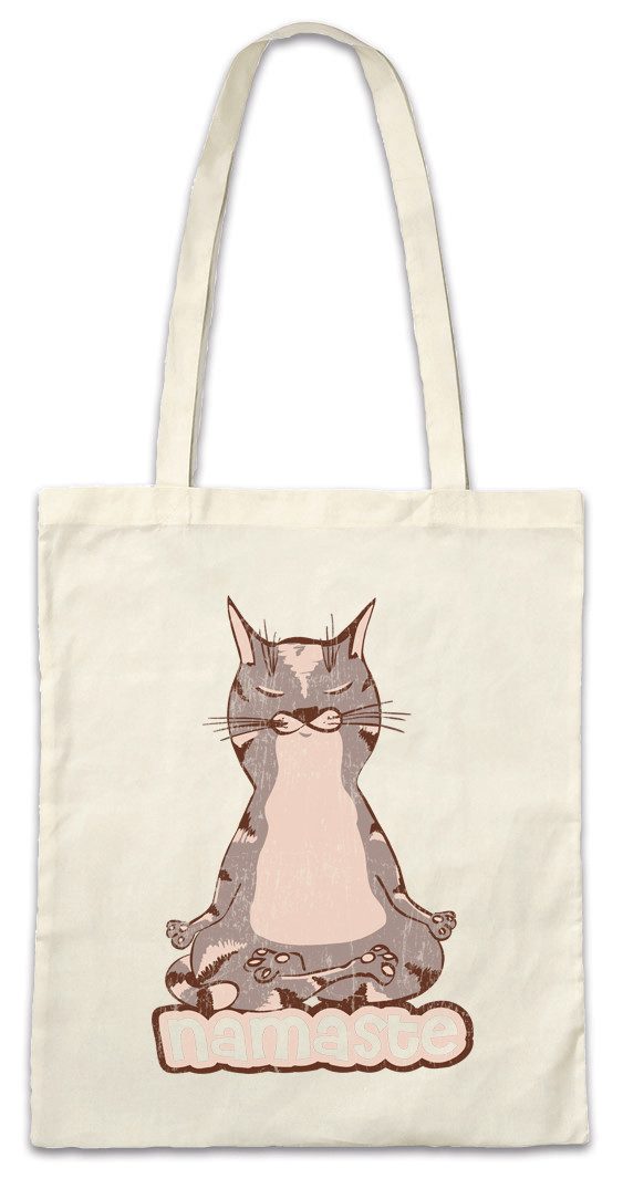 Beuteltasche Namaste Cat Stofftasche Yoga Kitty Katze Katzen Kitten Om Buddha Liebe