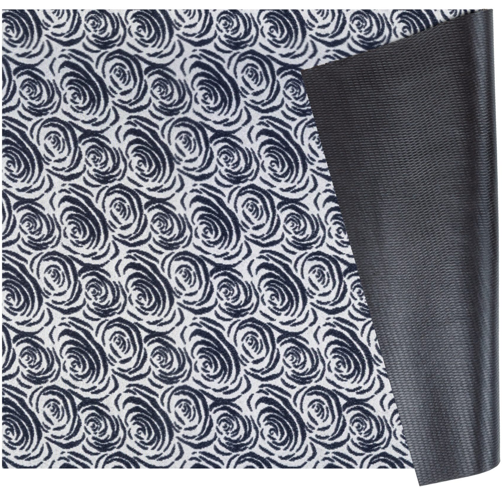 ANRO Küchenläufer CLARA Abstrakte Rosen pflegeleicht hochwertig Flurläufer Küchenteppich, eckig, Höhe: 3 mm, Teppichläufer 120cm Zeitgenössisch Grau wasserdicht