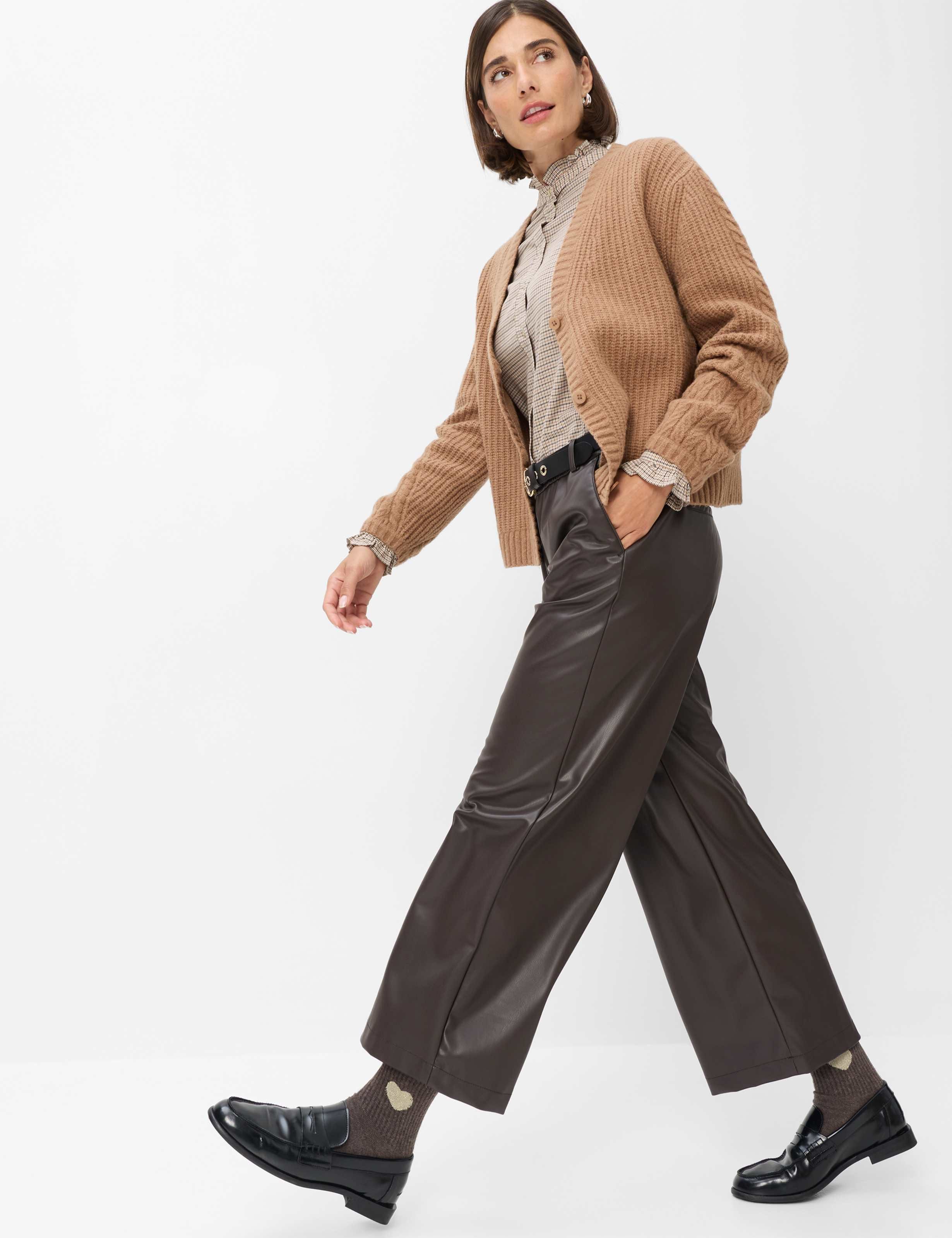 Brax 5-Pocket-Hose Style MAINE S Nappalederoptik: Culotte im Wide Leg – Bild 3 von 5