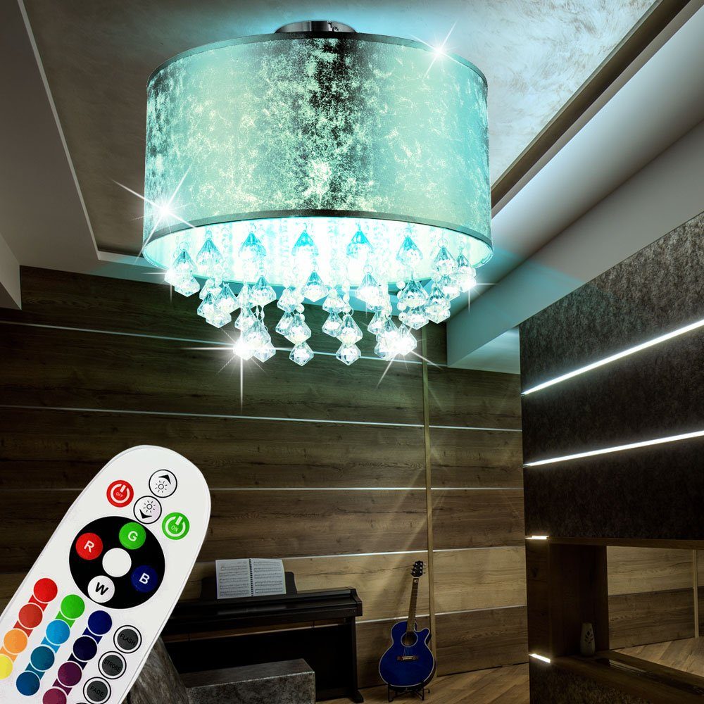 etc-shop LED Deckenleuchte, Leuchtmittel inklusive, Warmweiß, Farbwechsel, LED Deckenlampe Kronleuchter Hängeleuchte mit RGB-Farbwechlser