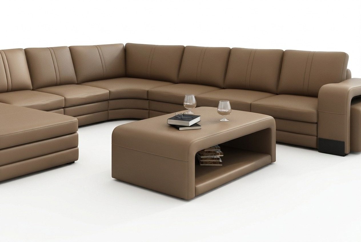 Xlmoebel Couchtisch Leder-Sofa Wohnlandschaft mit Couchtisch Franco in modernem Design (Couchtisch franco), Hergestellt in Europa