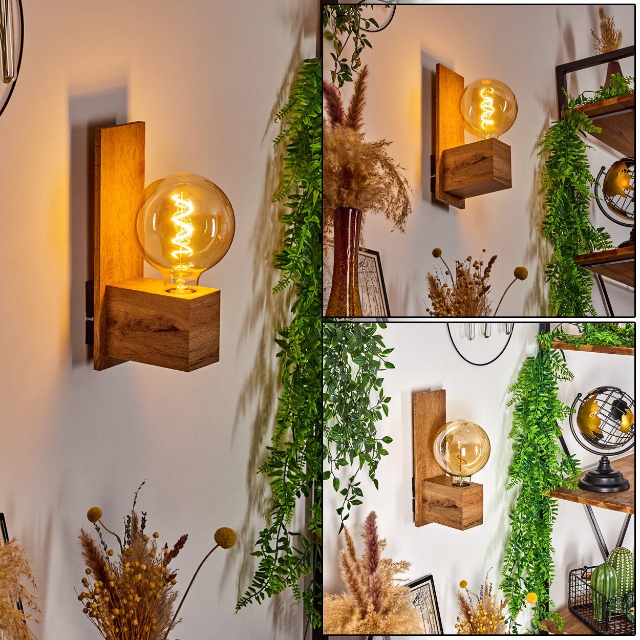 hofstein Wandleuchte »Codrongianus« Vintage Wandlampe aus Metall in Holzopt günstig online kaufen