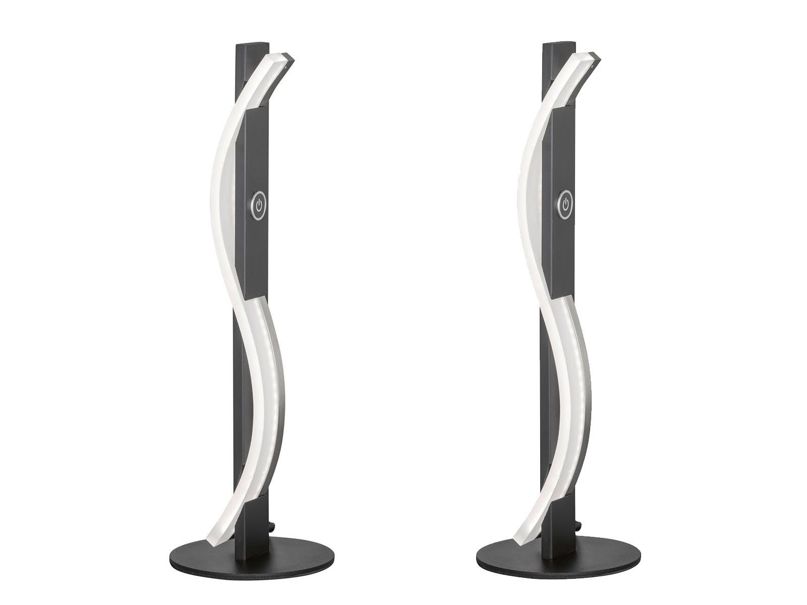 FISCHER & HONSEL LED Nachttischlampe, Dimmfunktion, LED fest integriert, Warmweiß, 2er SET dimmbar mit Metallfuß ausgefallenes Design