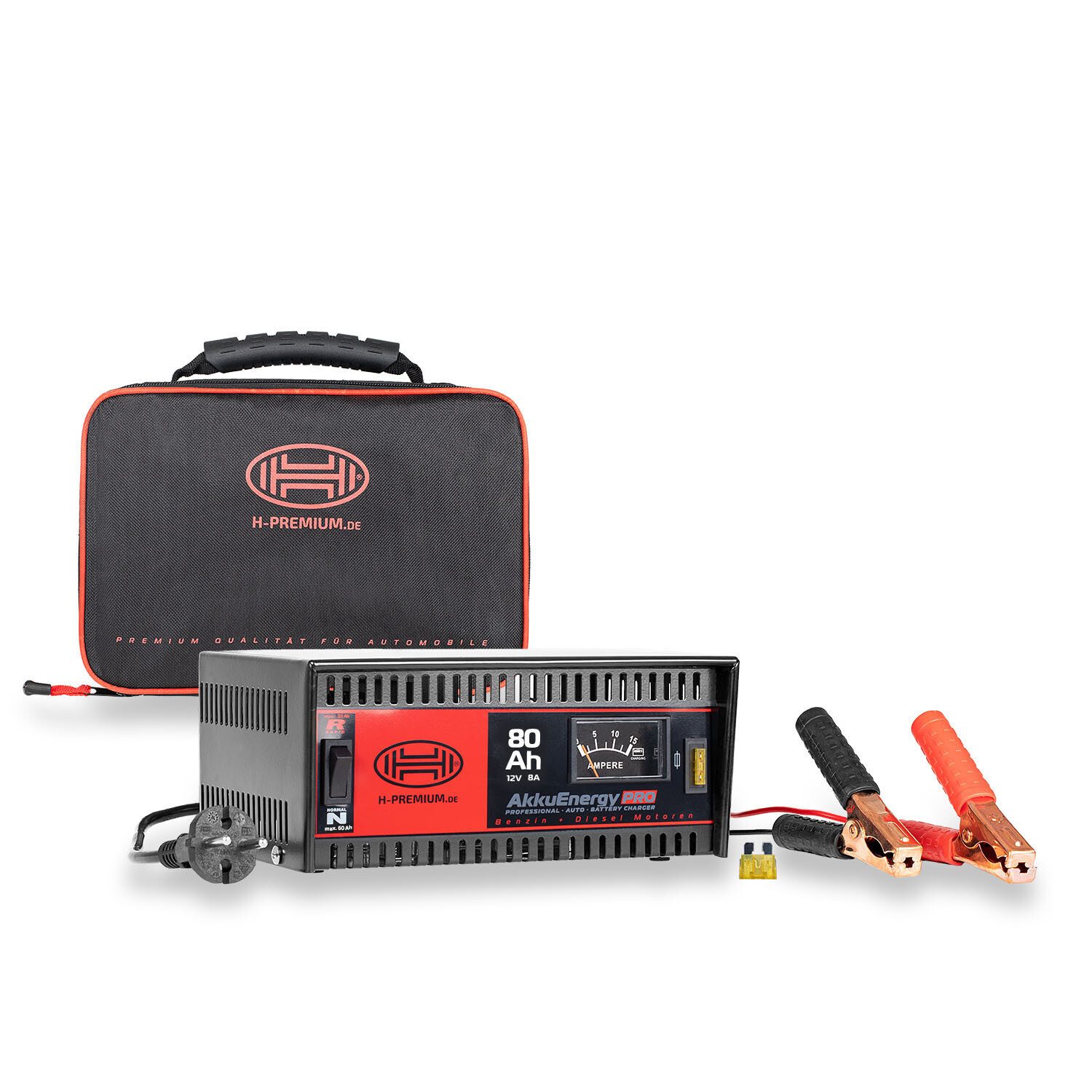 HEYNER Batterieladegerät 12V 8A mit Ladeanzeige für AGM & Bleiakkus Autobatterie-Ladegerät (1-tlg., 80 Ah / 12 Volt / 8 Ampere)