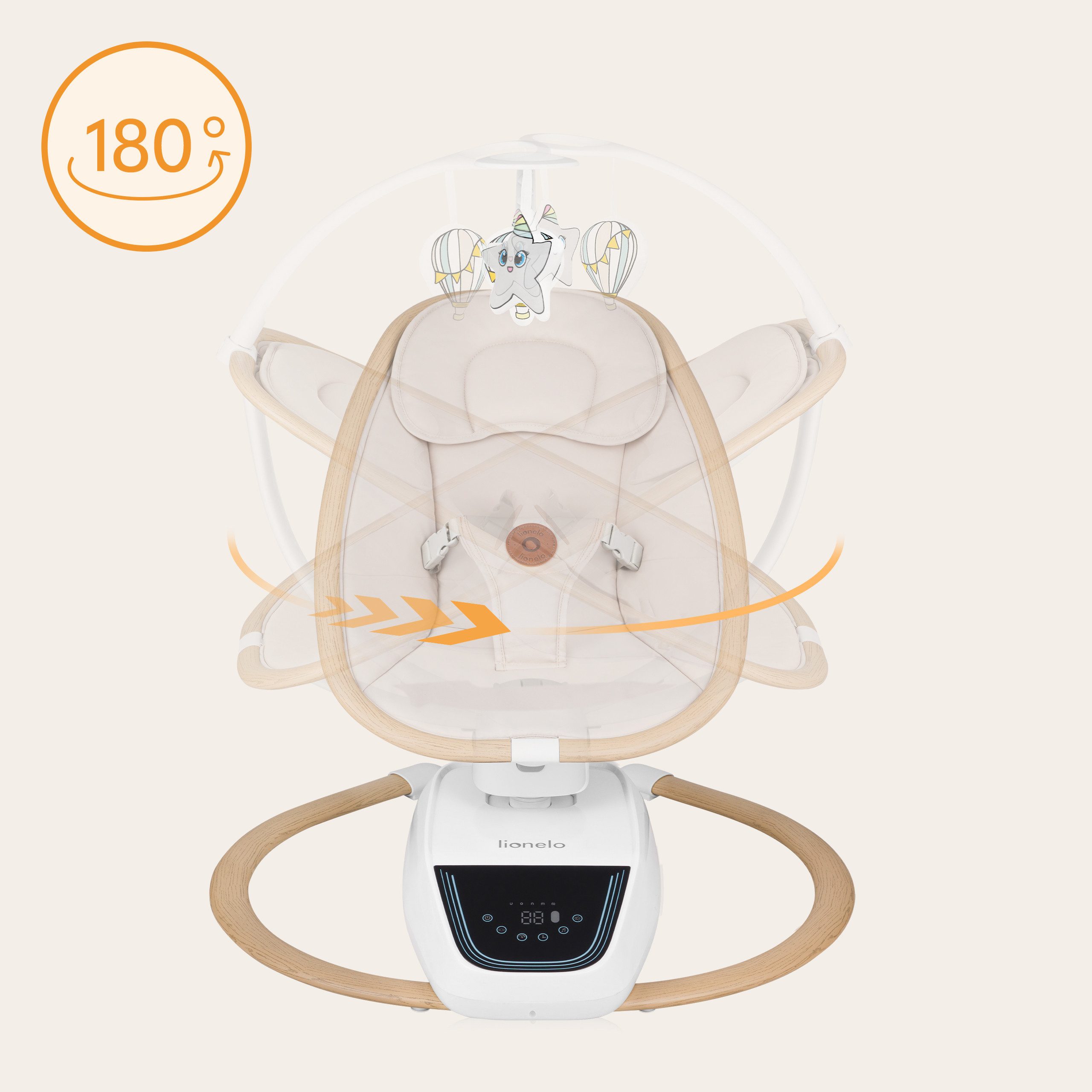 lionelo Babywippe OLIVIA, Drehbarer Sitz 180°/4 Geschwindigkeiten/13 Melodien