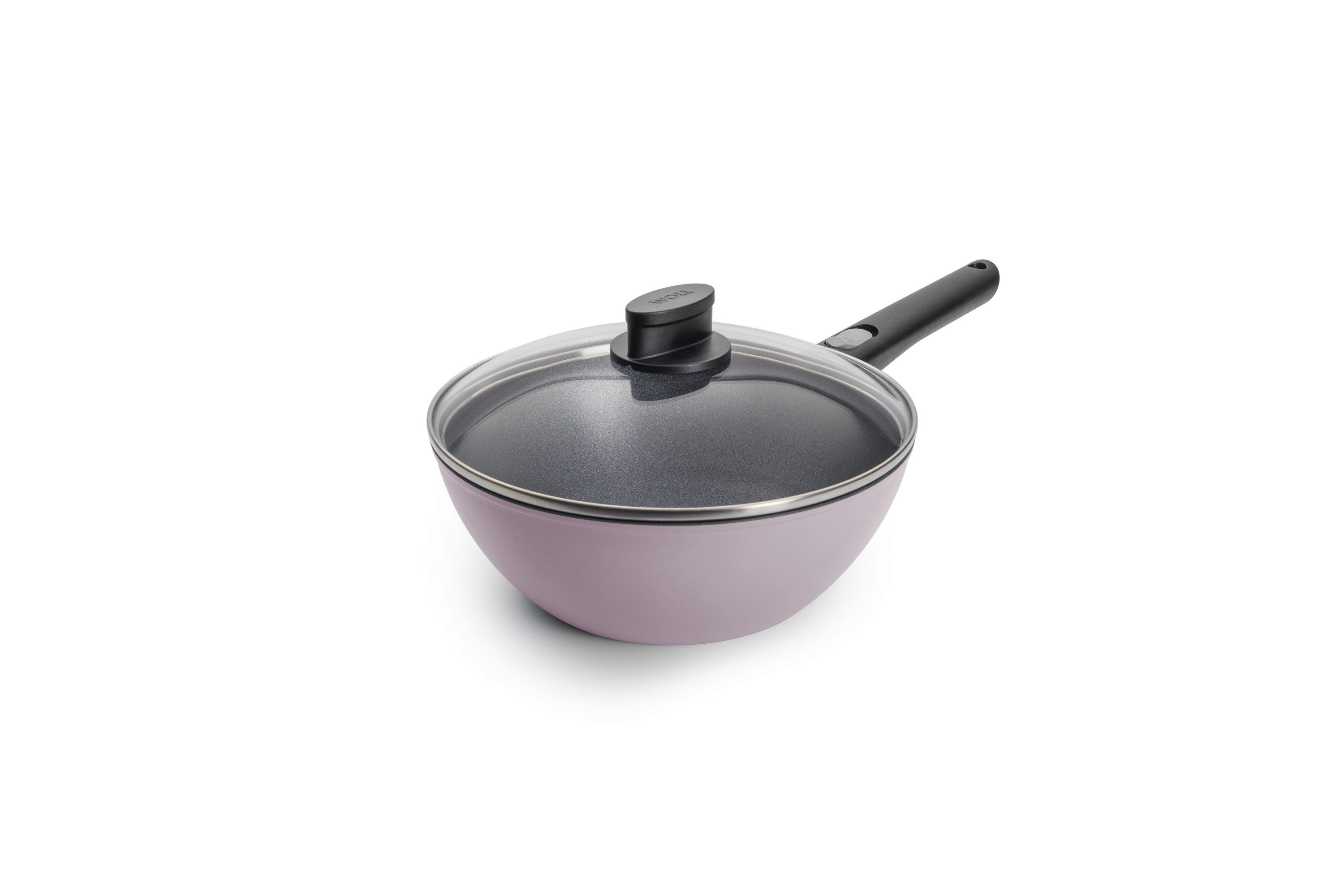 WOLL MADE IN GERMANY Wok Ecolour Ø 24 cm inkl. Deckel, Aluminiumguss (Set, 2-tlg), abnehmbarer Stiel