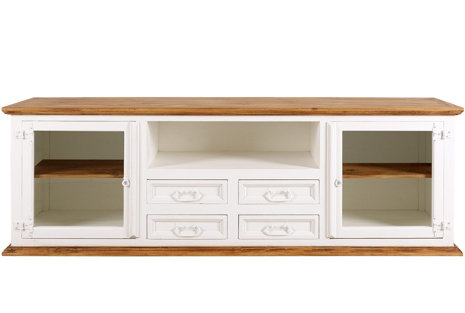 1a Direktimport TV-Board XL Fernsehschrank TV-Lowboard MEXICO Weiß - Massivholz - Landhausstil