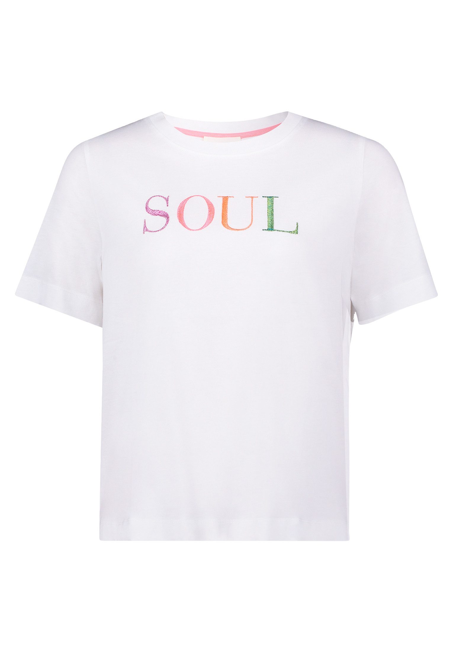 Cartoon Kurzarmshirt Damen mit Rundhalsausschnitt (1-tlg) Stickerei