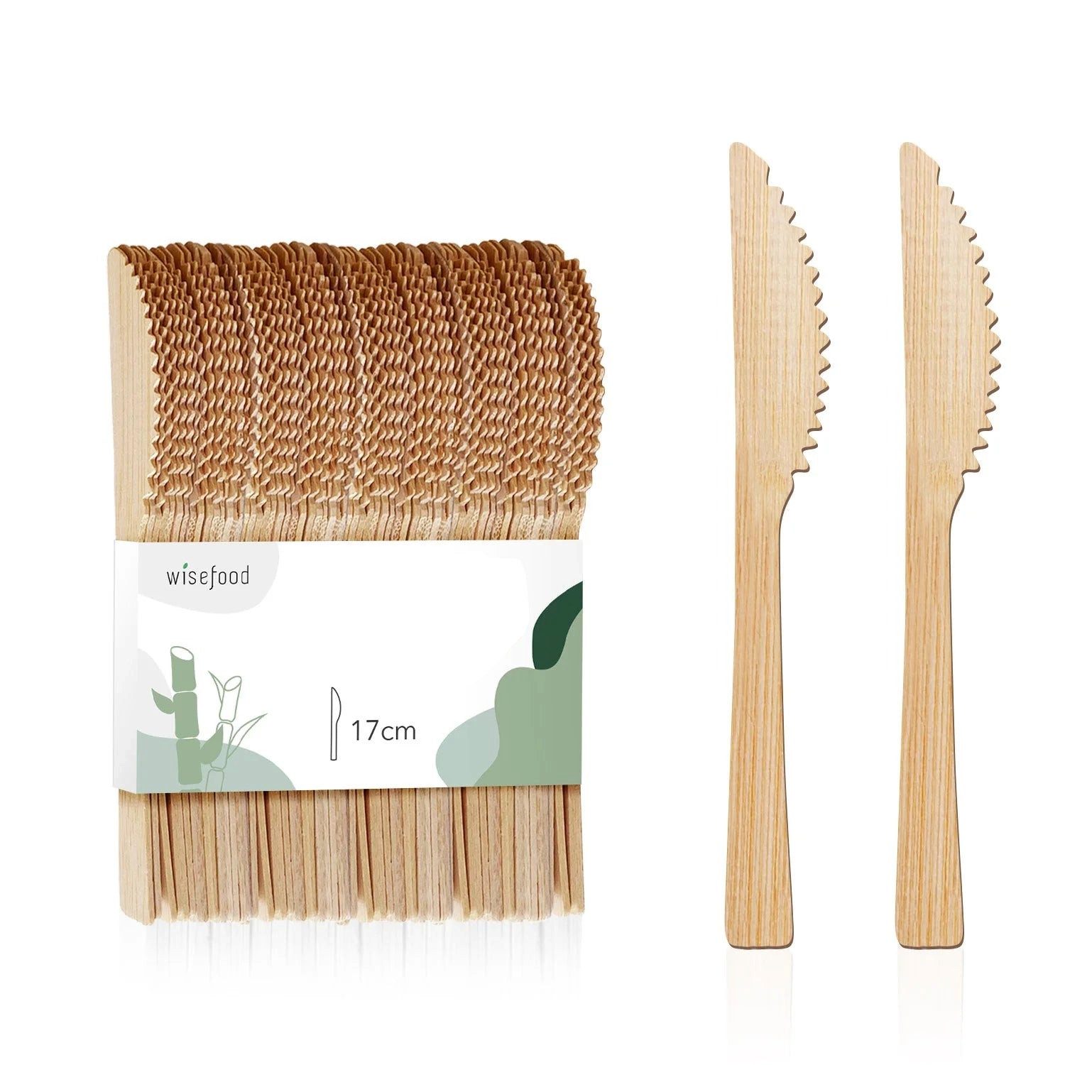 wisefood Einwegbesteck-Set 100-tlg., Bambus-Messer, 17 cm (100-tlg), Bambus