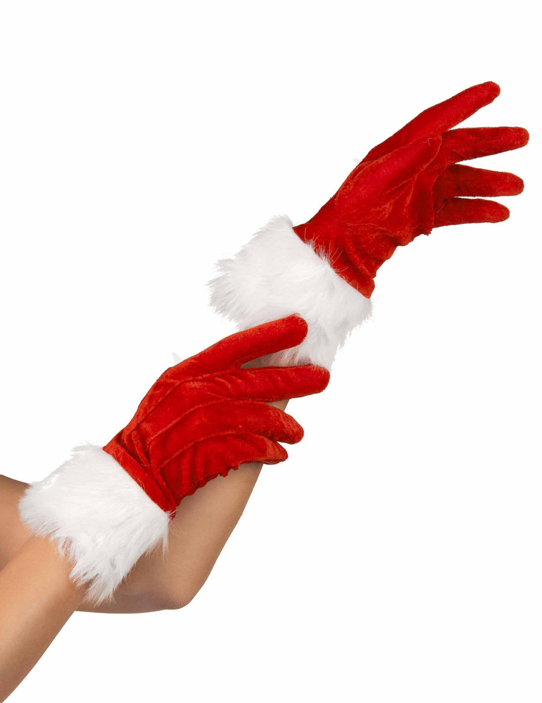 JADEO Kostüm Weihnachtsfrau Handschuhe rot-weiss