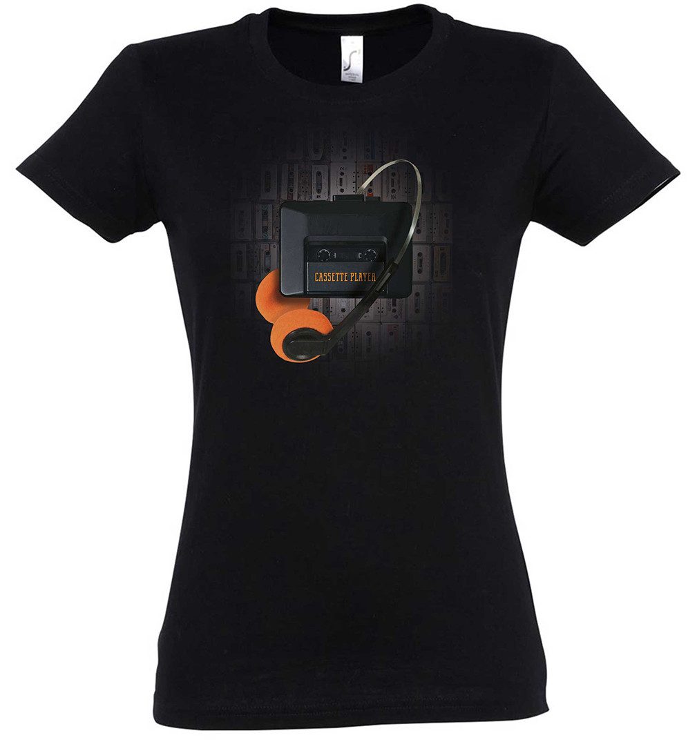 Urban Backwoods Print-Shirt Cassette Player I Damen T-Shirt Audio Kassette MC Retro Mixtape (1-tlg) Kassettenrekorder 80s Eighties Vintage