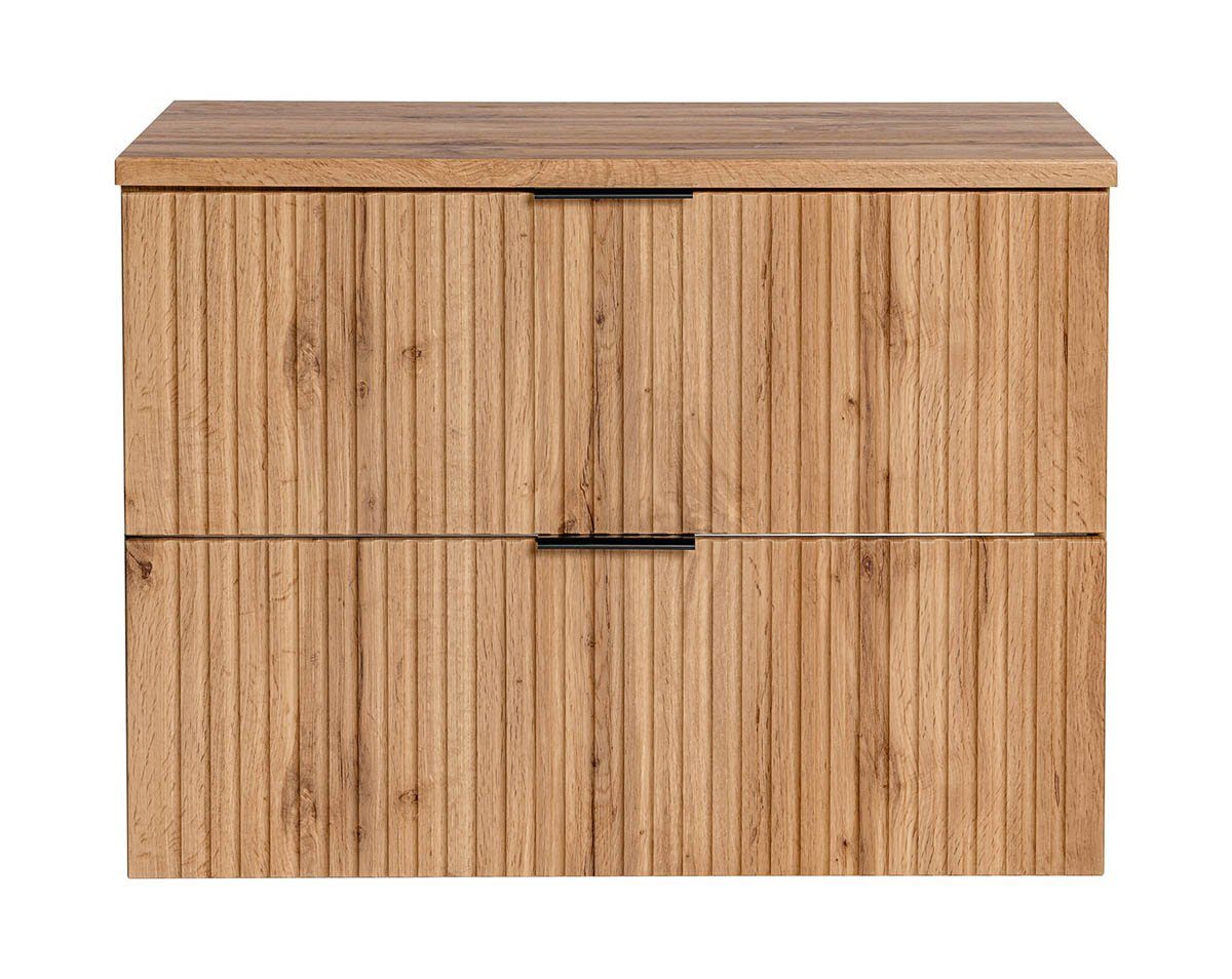 einfachgutemoebel Waschtisch-Set Badezimmer Waschplatz Portree 80cm, Oberplatte oak, Wotan-Eiche, (Badmöbel Set, 1-St., Waschtisch Unterschrank)