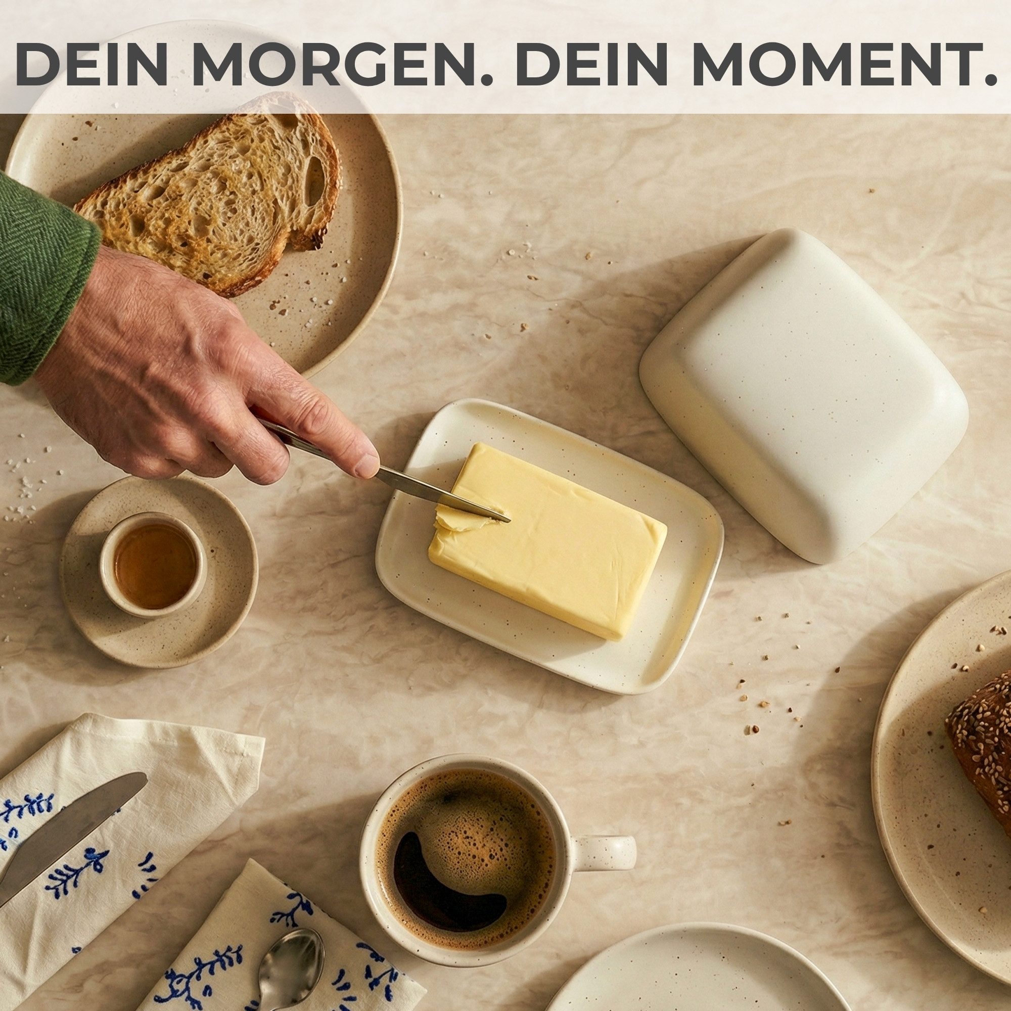 DEKAZIA Butterdose DEKAZIA® Butterdose Keramik Grau/Beige, Scandi spülmaschinenfest 250g, Keramik, (Keramik Butterdose mit Deckel Butter Aufbewahrung Spülmaschinenfest, Butterdose Keramik mit Deckel, butter dish, butterschale), Handgemacht, Reaktive Glasur, Minimalistisches Skandi Design, Steingut
