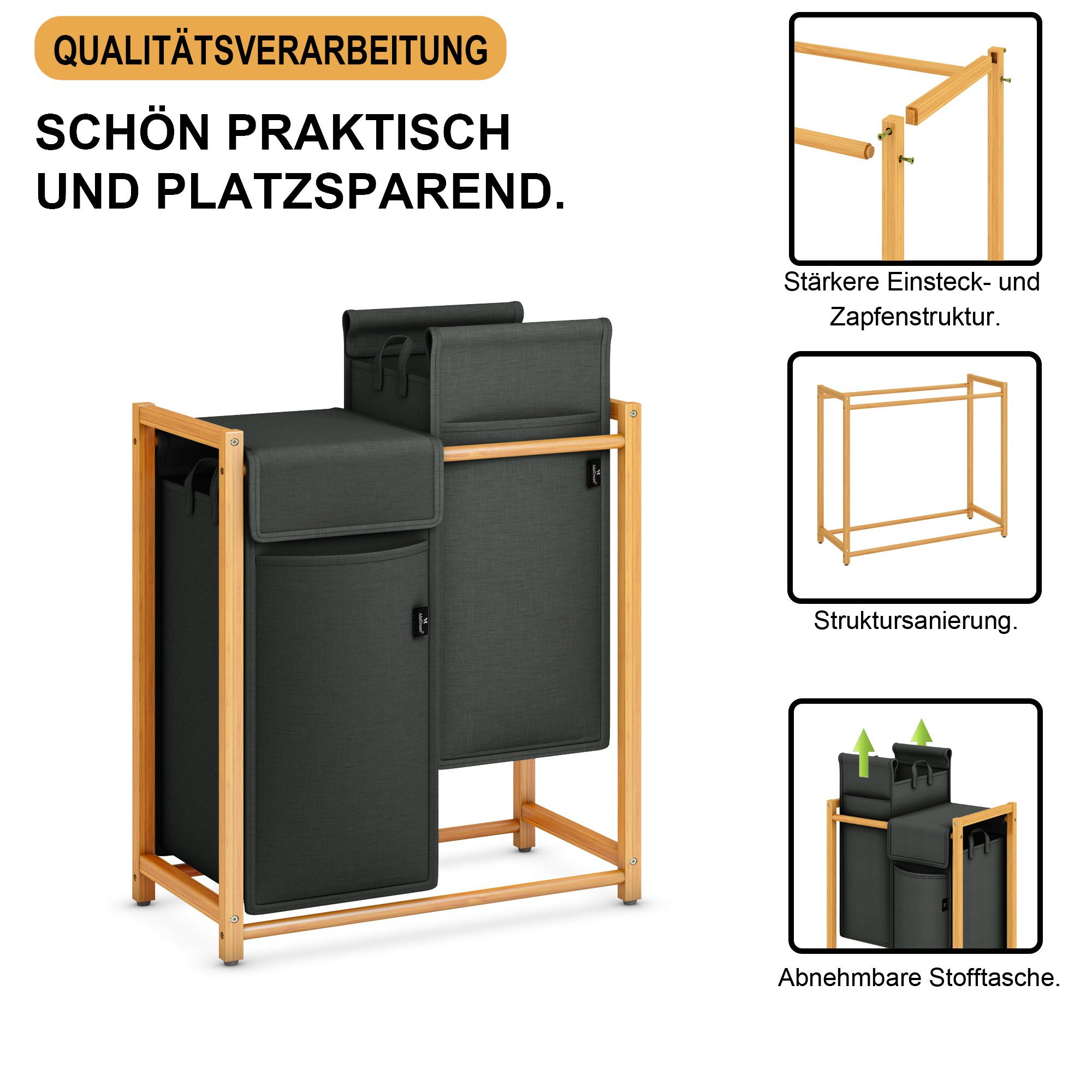 AdelDream Ausziehwäschekorb AdelDream Bambus Wäschesammler günstig online kaufen