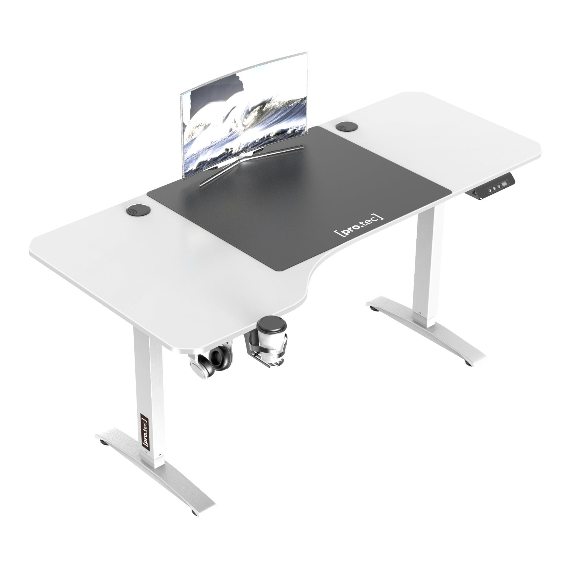 160x75cm Weiß »Oxnard« pro.tec Schreibtisch Schreibtisch, Höhenverstellbarer