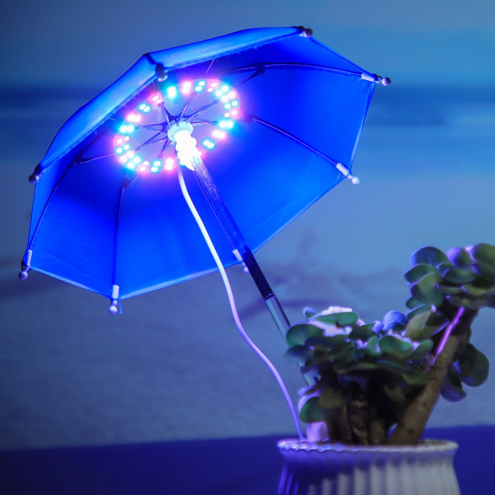 Rosnek Pflanzenlampe Schirmform, Vollspektrum, 3 MODEN, für Zimmerpflanzen Gewächshaus, dimmbar, Timer, Gartenbau Sämlinge Blau
