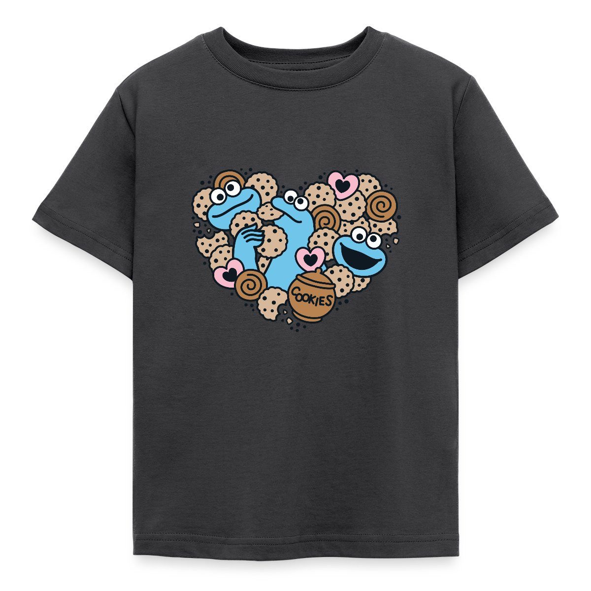 T-Shirt Sesamstraße Herz Mit Krümelmonster Kinder T-Shirt