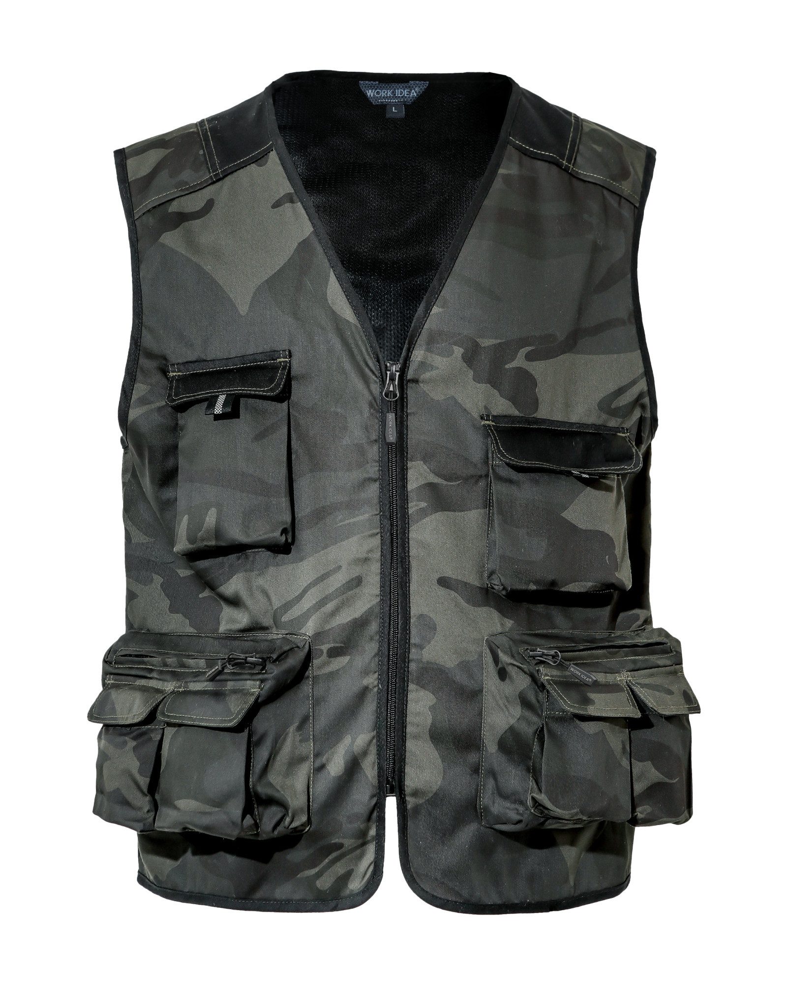 WORK IDEA Arbeitsweste Herren Outdoor Arbeitsweste, Mehrtaschen Angelweste (1-tlg) leichte atmungsaktive Tarnmuster Sommerweste