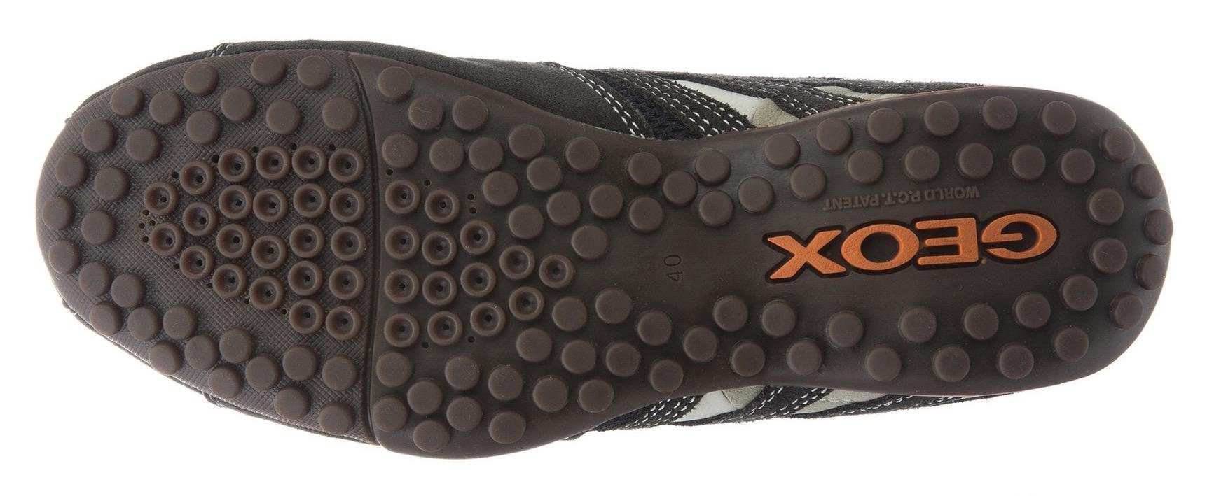 dunkelgrau-beige UOMO mit mit Geox SNAKE Spezial und Sneaker Slip-On modischen Membrane Ziernähten Geox