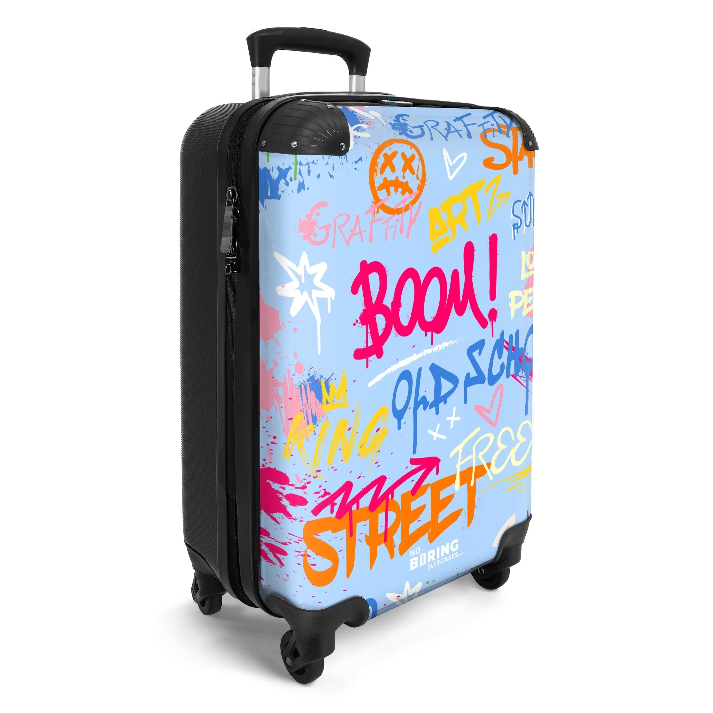 NoBoringSuitcases.com© Hartschalen-Trolley Bunter Graffitidruck mit Text günstig online kaufen