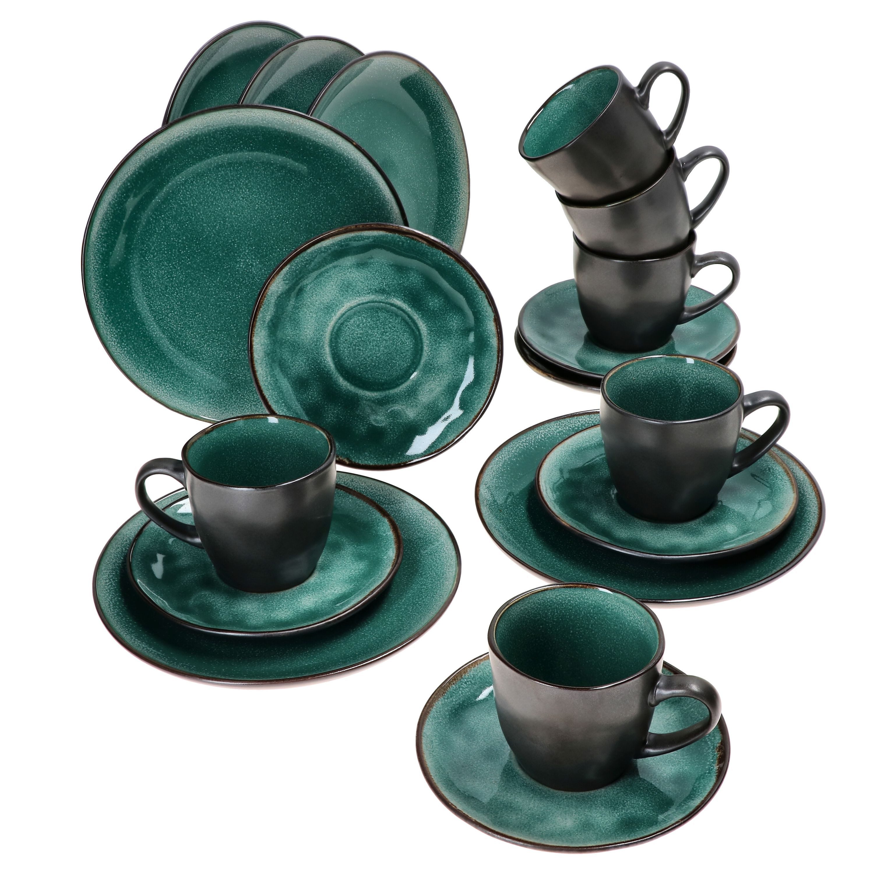 MamboCat Kaffeeservice 18tlg. Kaffeeservice Leros reactive glaze bluegreen - 24328350