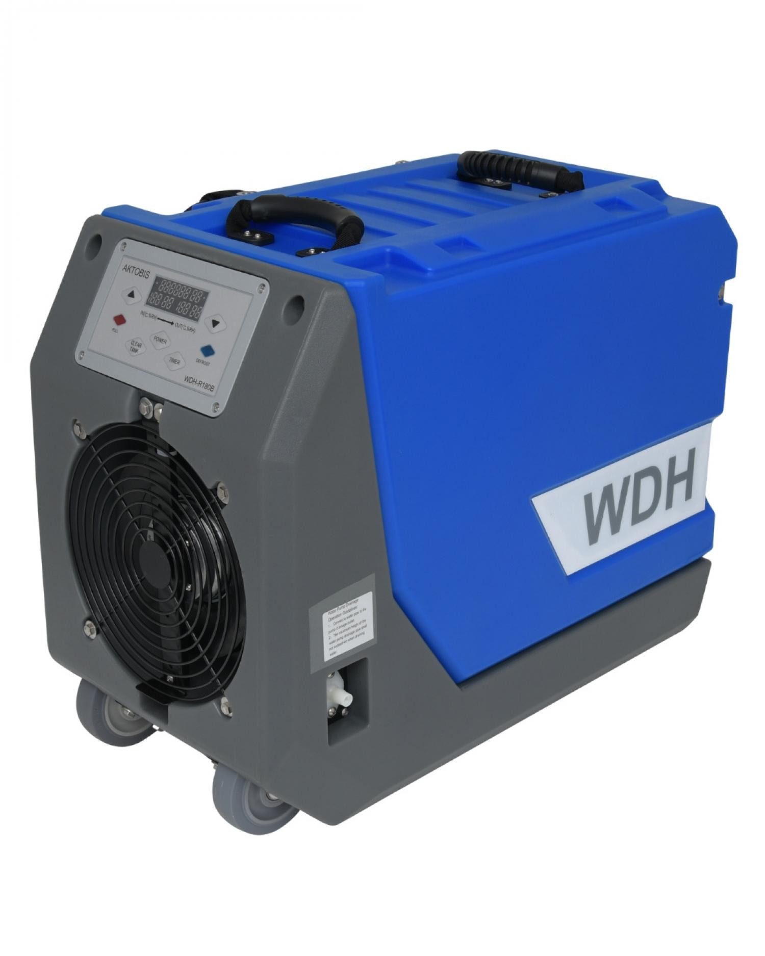 WDH Bautrockner WDH-R180B, für 140 m³ Räume, Entfeuchtung 70 l/Tag, Mit integrierte Kondensatpumpe