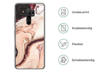 MuchoWow Handyhülle Stein - Marmor - Edelstein - Abstrakt - Natur - Rosa, Phone Case, Handyhülle Xiaomi Redmi 9, Silikon, Schutzhülle