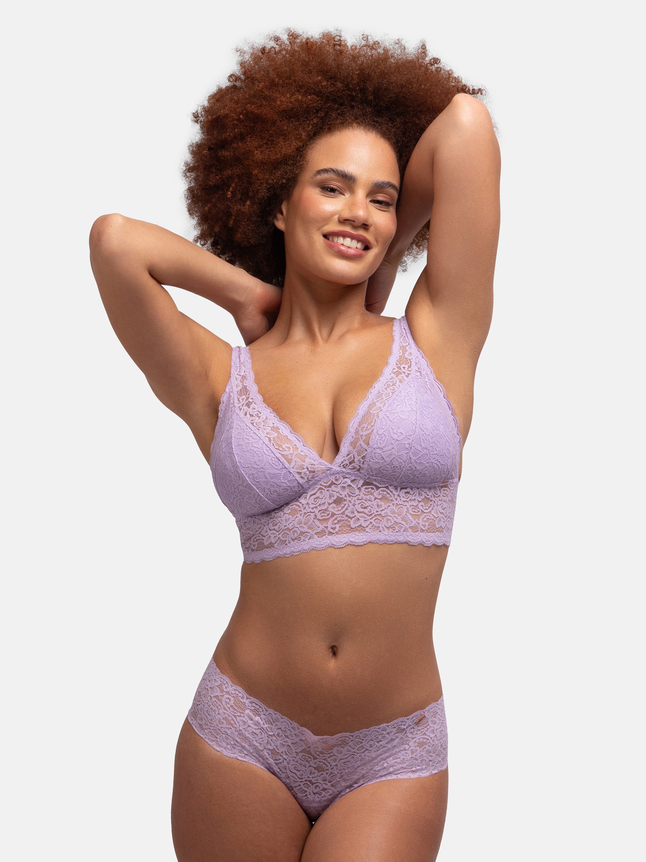 Dorina Bralette Lana (2er Pack) ohne Bügel, florale Spitze, breites Unterbrustband