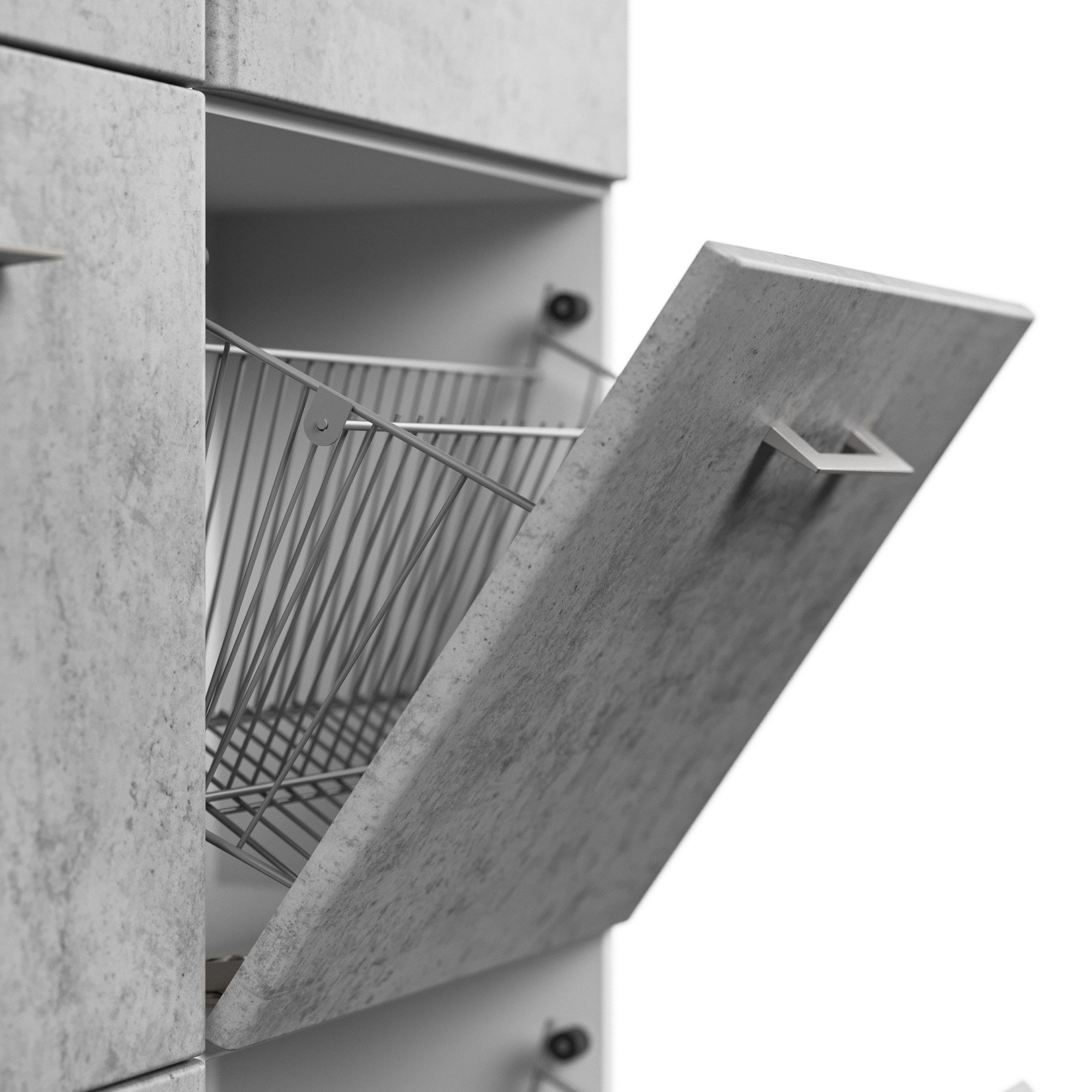 Magnolia Home Garderoben-Set Schuhschrank Emotion 8 Klappen 32 Paar 105x187 cm Weiss-Beton